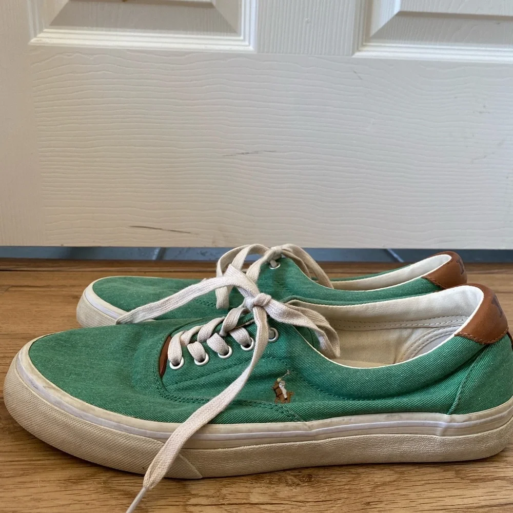 Ralph Lauren Green Canvas Boat Shoes - Size 10